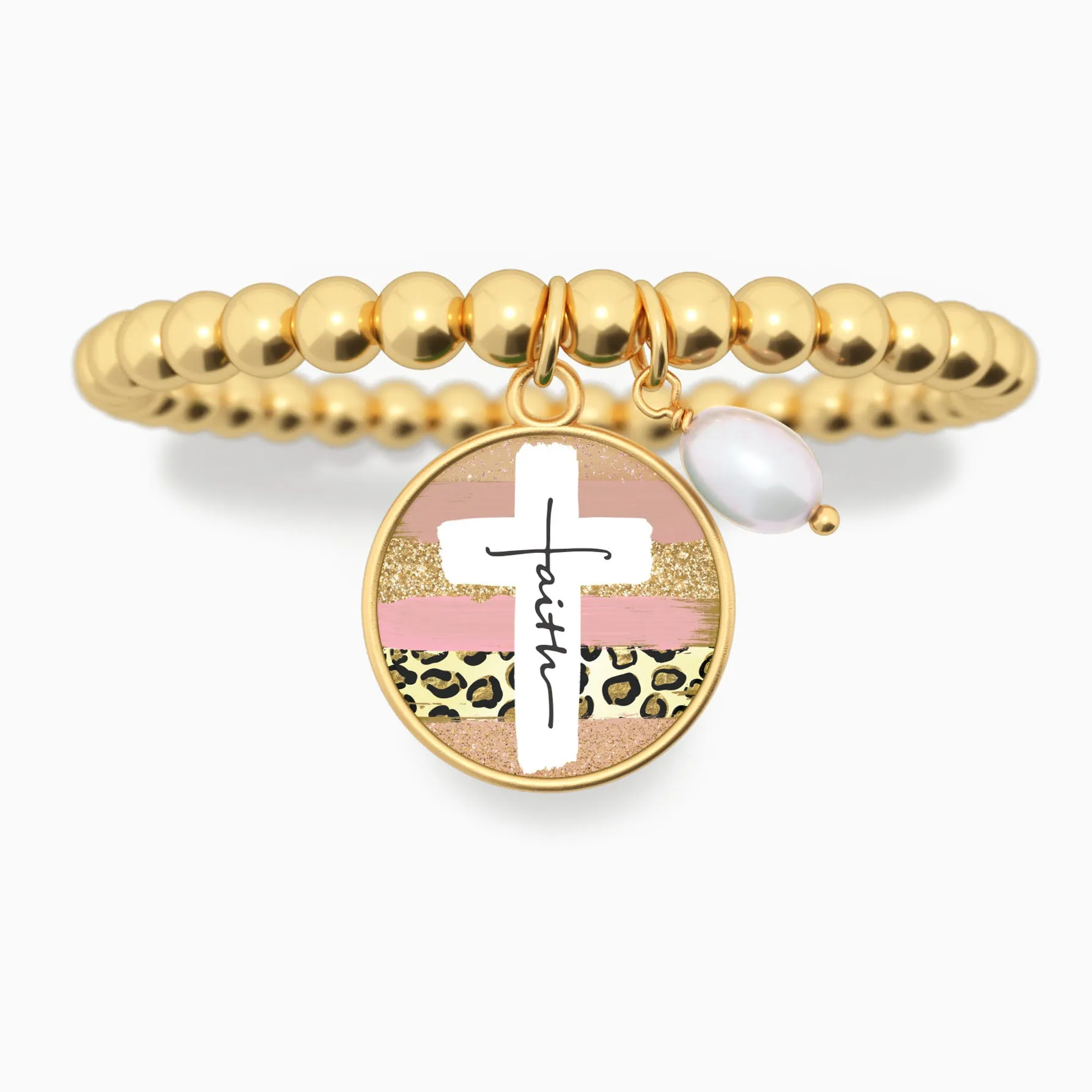 Faith Cross Paint Swipe - Beaded Bracelet