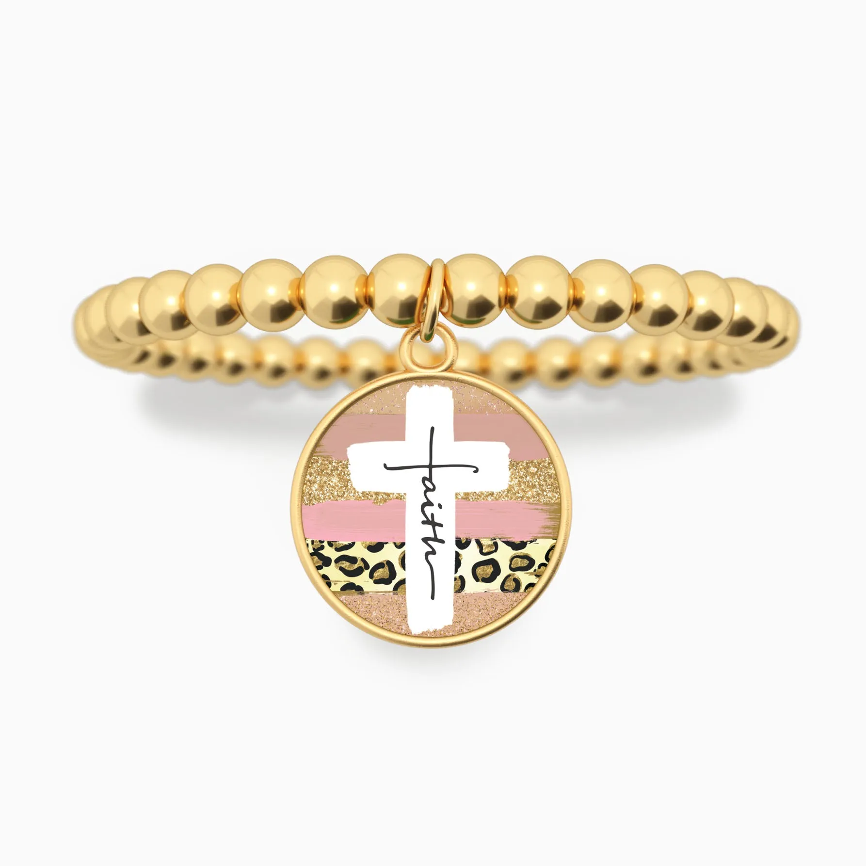 Faith Cross Paint Swipe - Beaded Bracelet