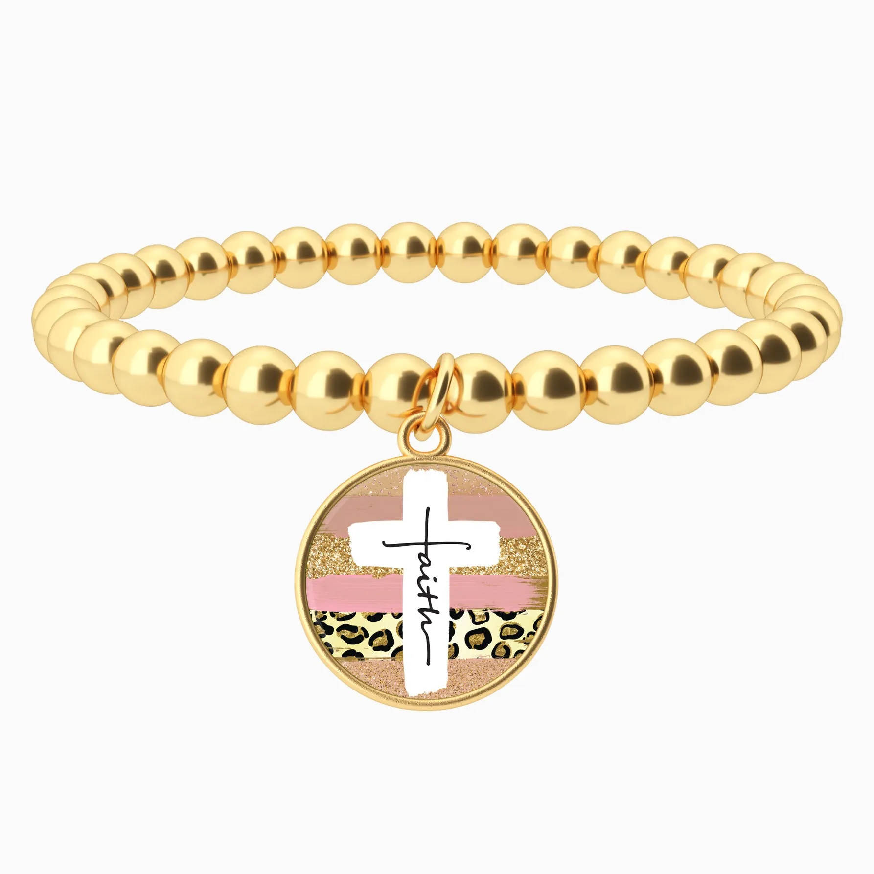 Faith Cross Paint Swipe - Beaded Bracelet