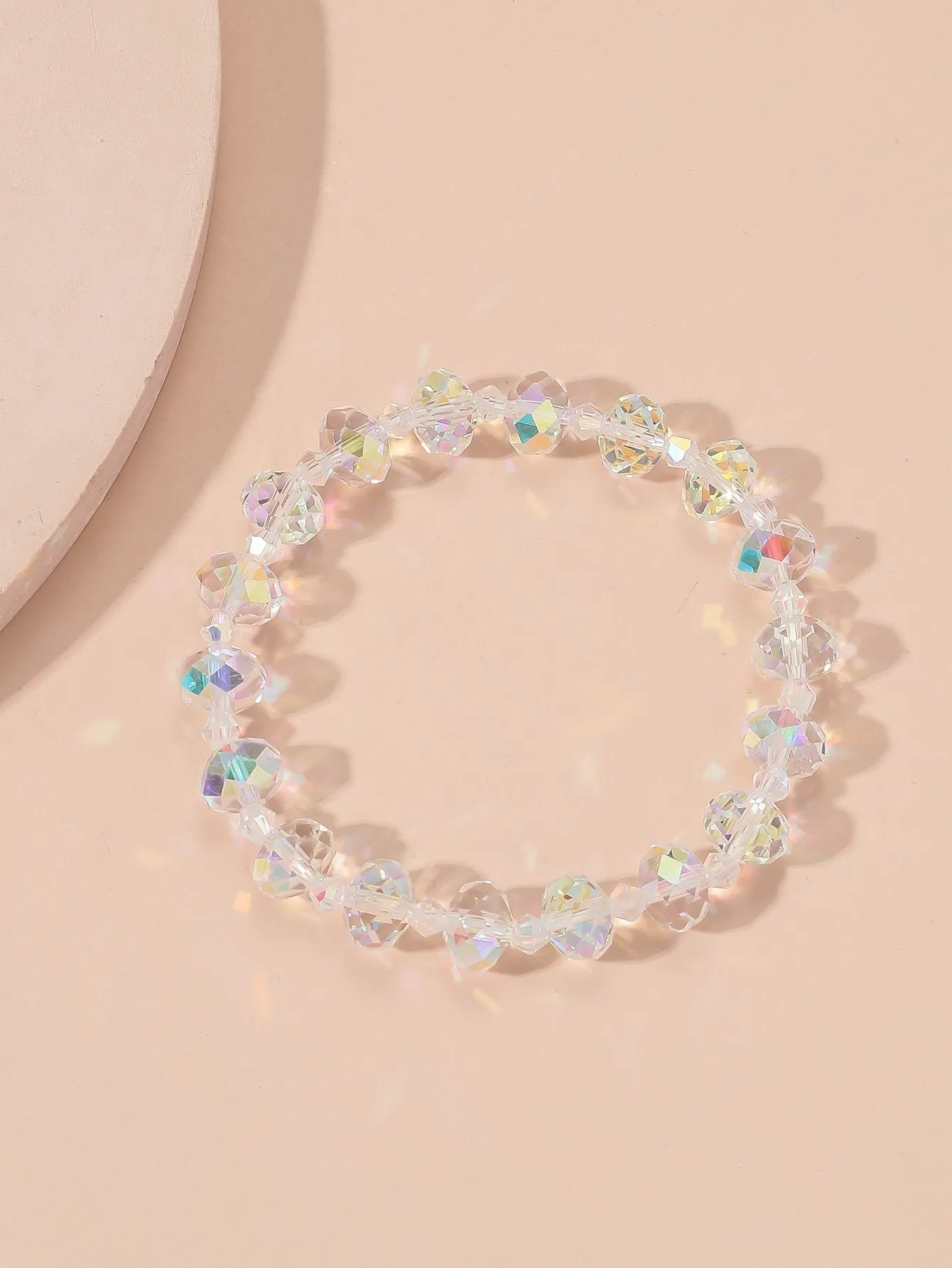 Geometric Holographic Bead Beaded Bracelet for Women Crafted Jewelry Stackable