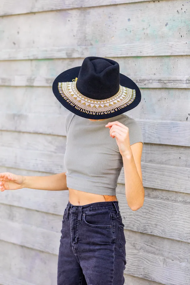 Gold Beaded Hat Necklace