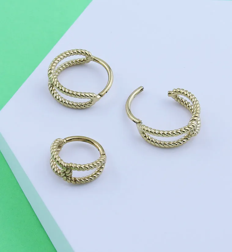 Gold PVD Lasso Linked Stainless Steel Hinged Segment Ring