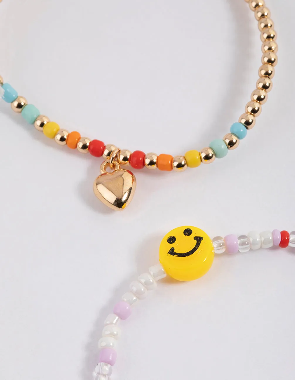 Gold Rainbow Smiley Bracelet Pack