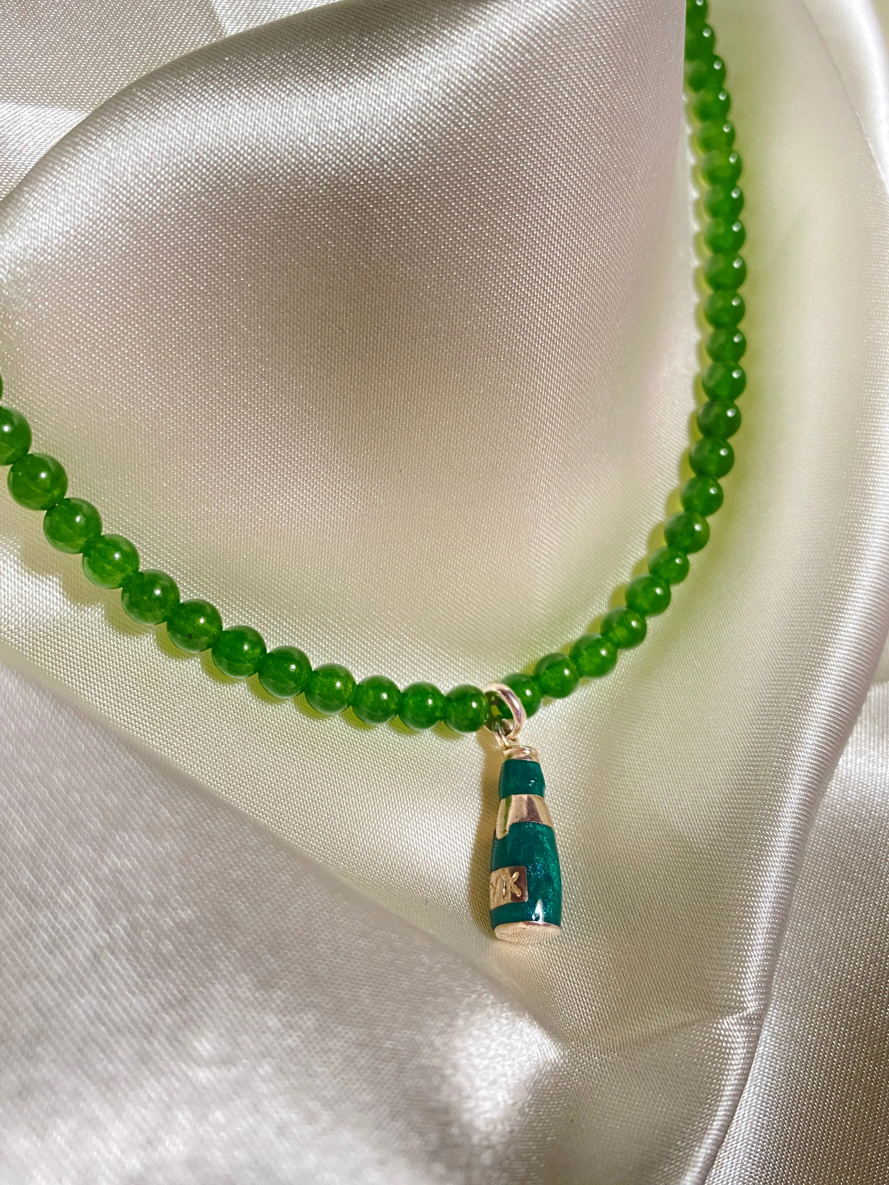 Green Beer Beaded Necklace