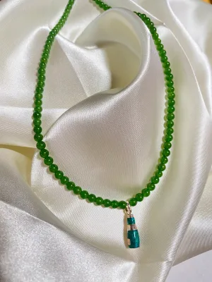 Green Beer Beaded Necklace