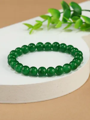 Green Minimalistic Beaded Bracelet for Women Men Stretchy Stackable Bracelets