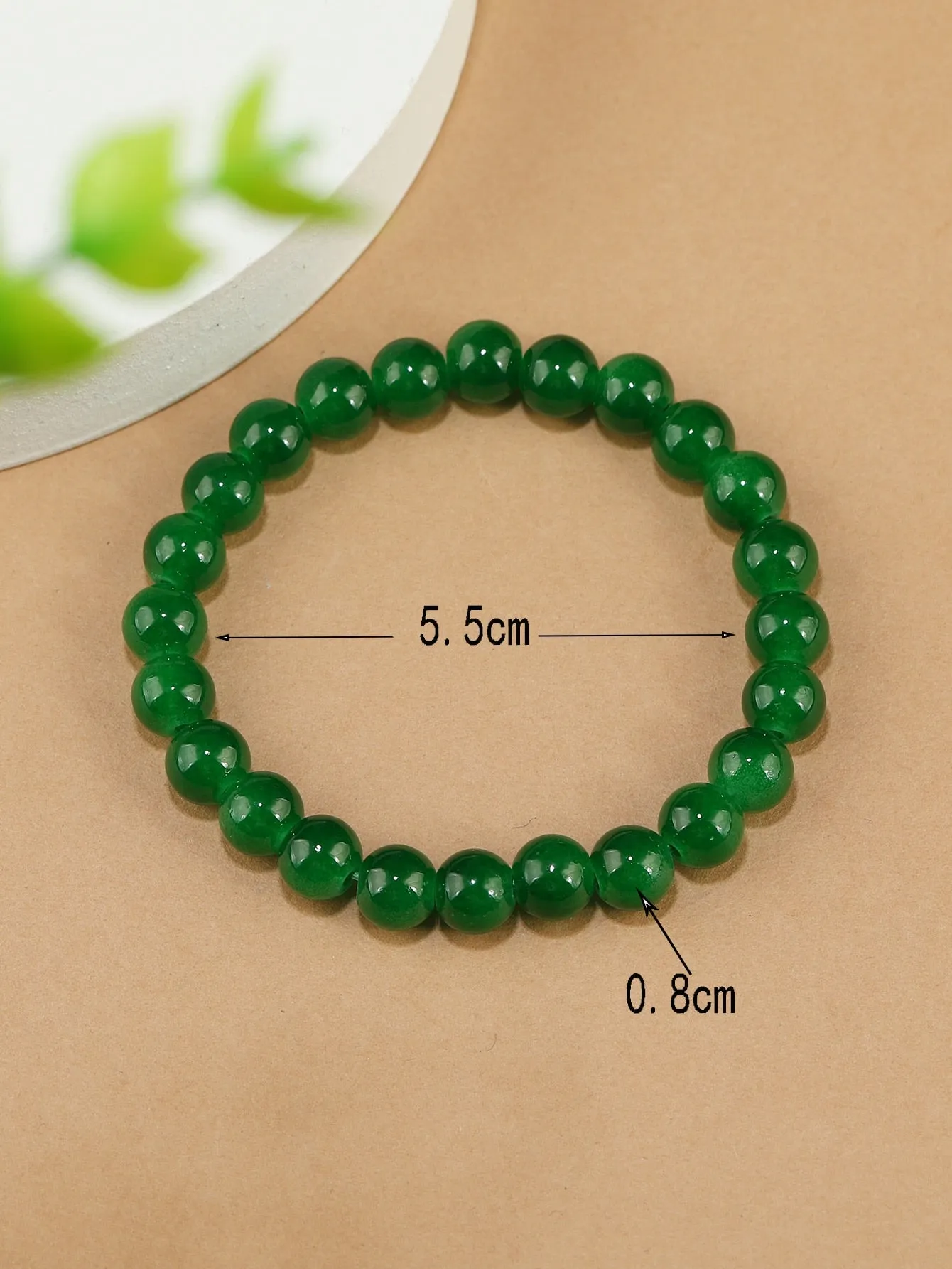 Green Minimalistic Beaded Bracelet for Women Men Stretchy Stackable Bracelets