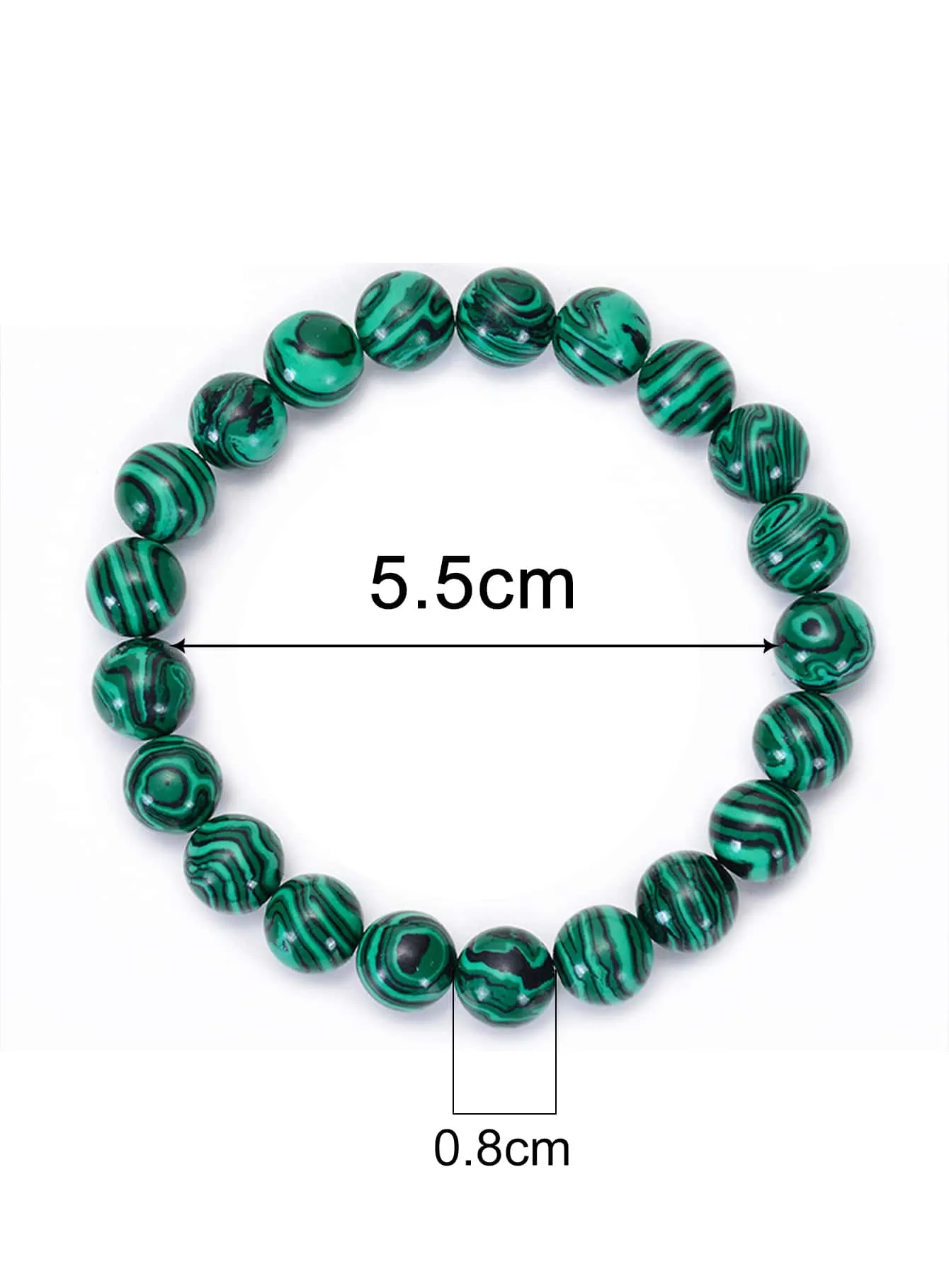 Green Stone Decor Beaded Bracelet Stackable Stretch Bracelets Creative Beads