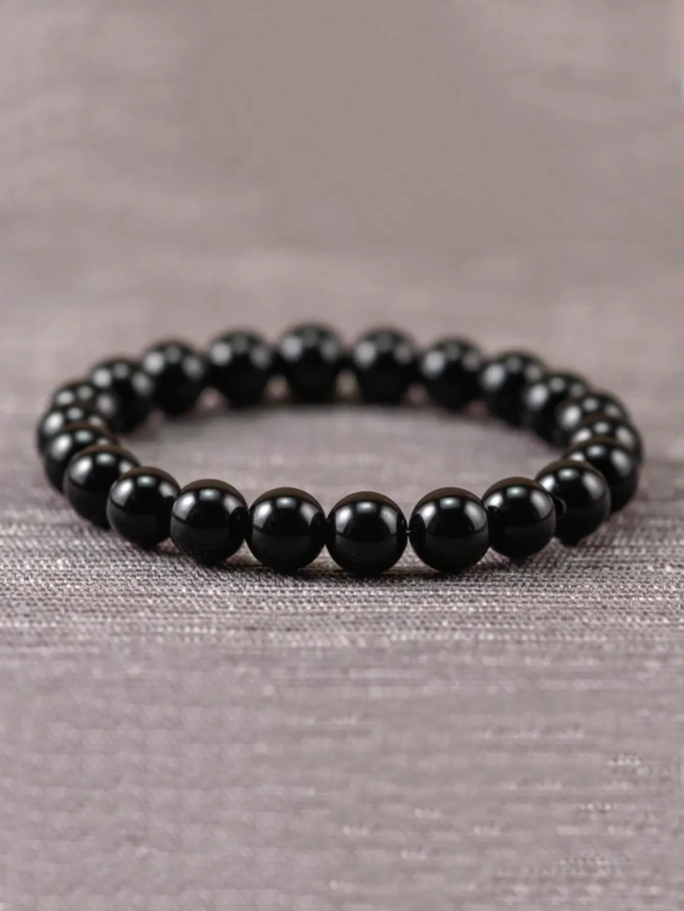 Gun Black Color Crystal Beaded Bracelet Stackable Stretch Bracelets Creative