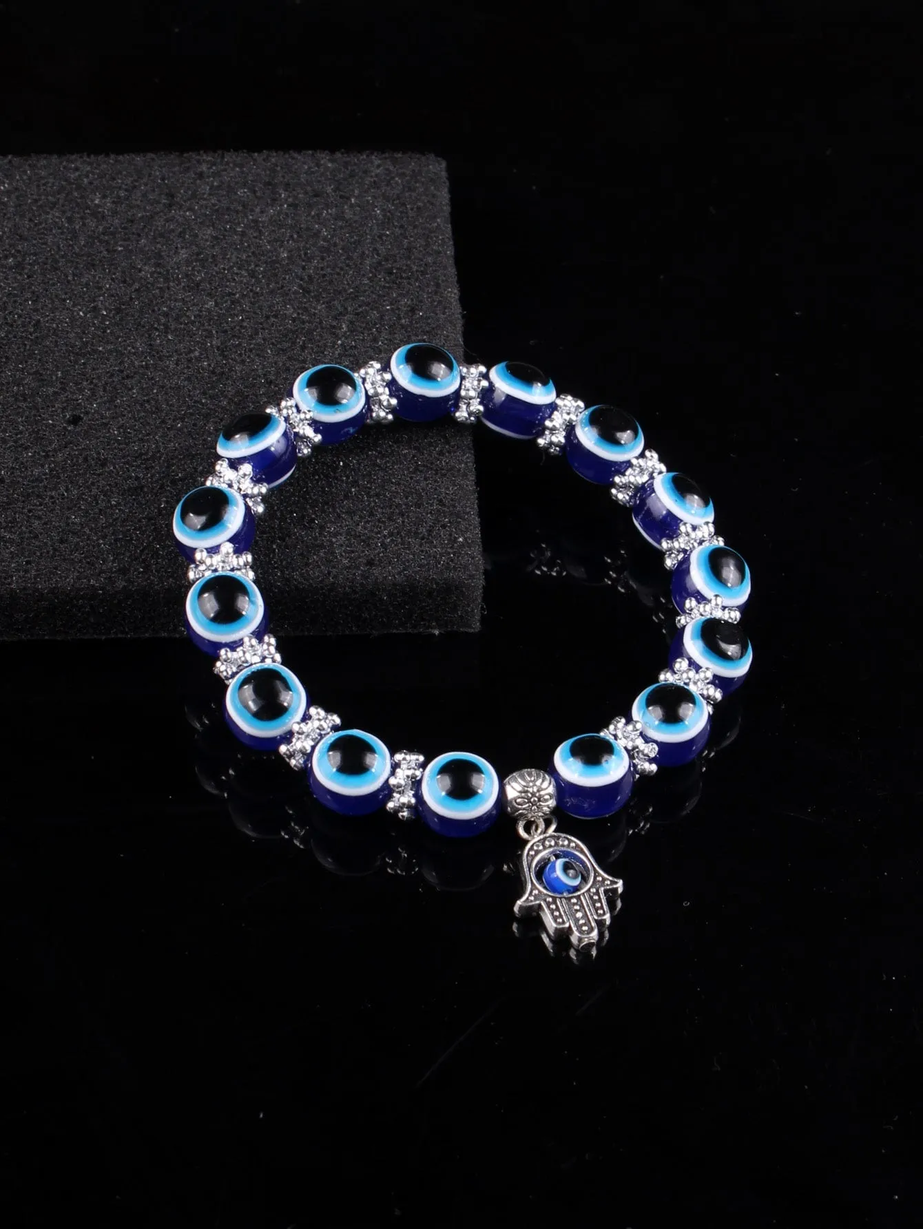 Hamsa Hand Charm Evil Eye Beaded Bracelet Boho Crafted Creative Beads Design