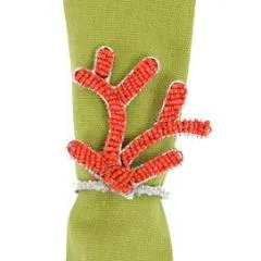 Hand Beaded Coral Napkin Rings