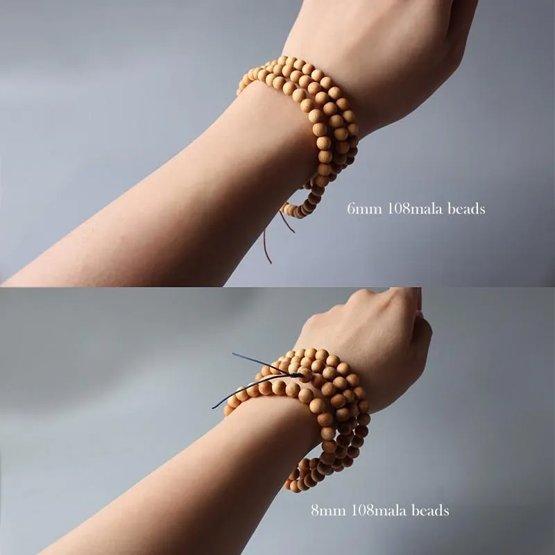 Hand-polished Buddhist Wooden Mala Prayer Beads Bracelet/Necklace