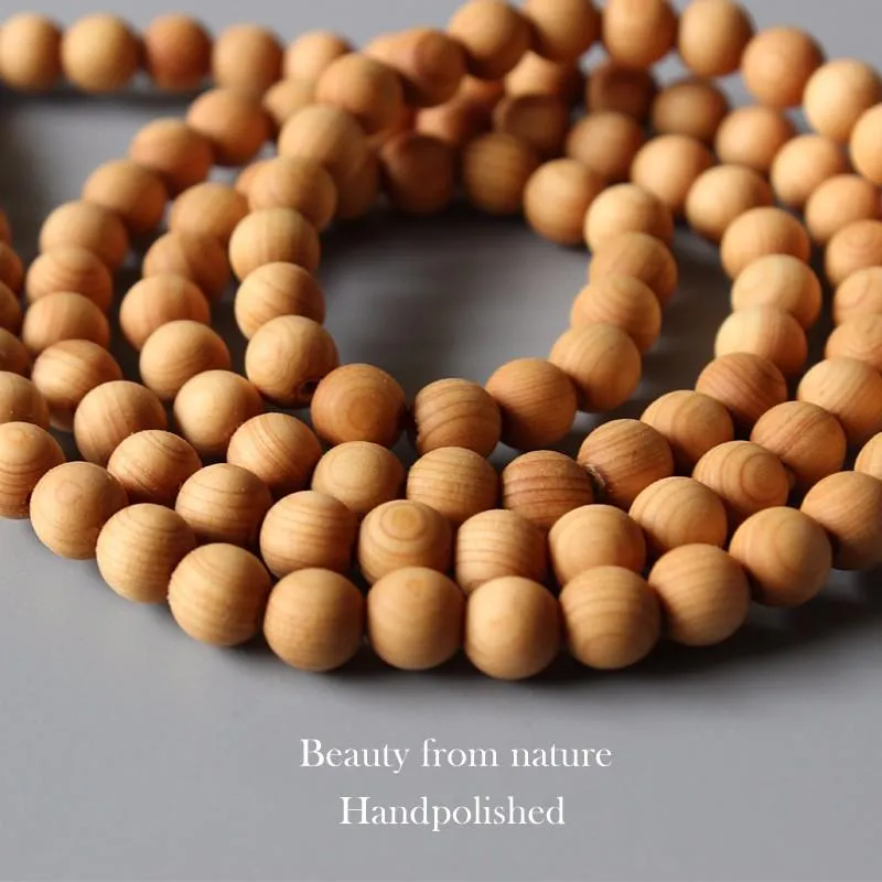 Hand-polished Buddhist Wooden Mala Prayer Beads Bracelet/Necklace