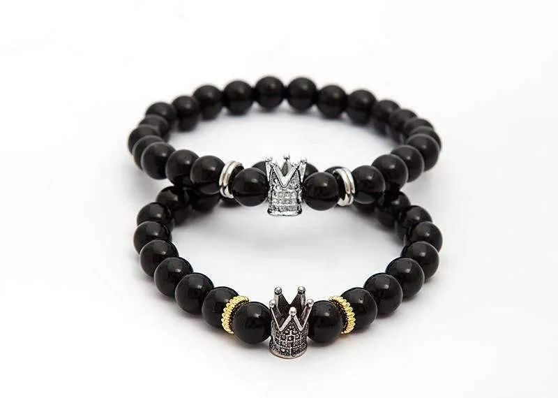 Imperial Gold &amp Onyx Black Crown Bracelet