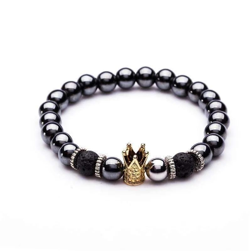 Imperial Gold &amp Onyx Black Crown Bracelet