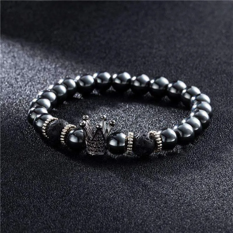 Imperial Gold &amp Onyx Black Crown Bracelet