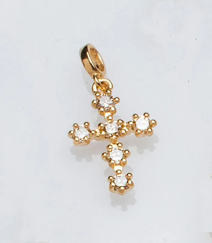 Individual Prong Set Diamond Cross Charm