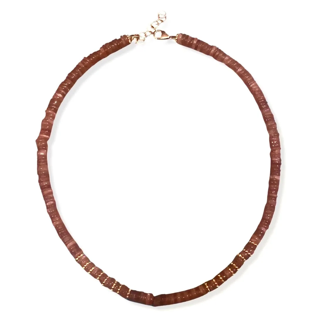 Joyce Peach Moonstone RT Beaded Necklace