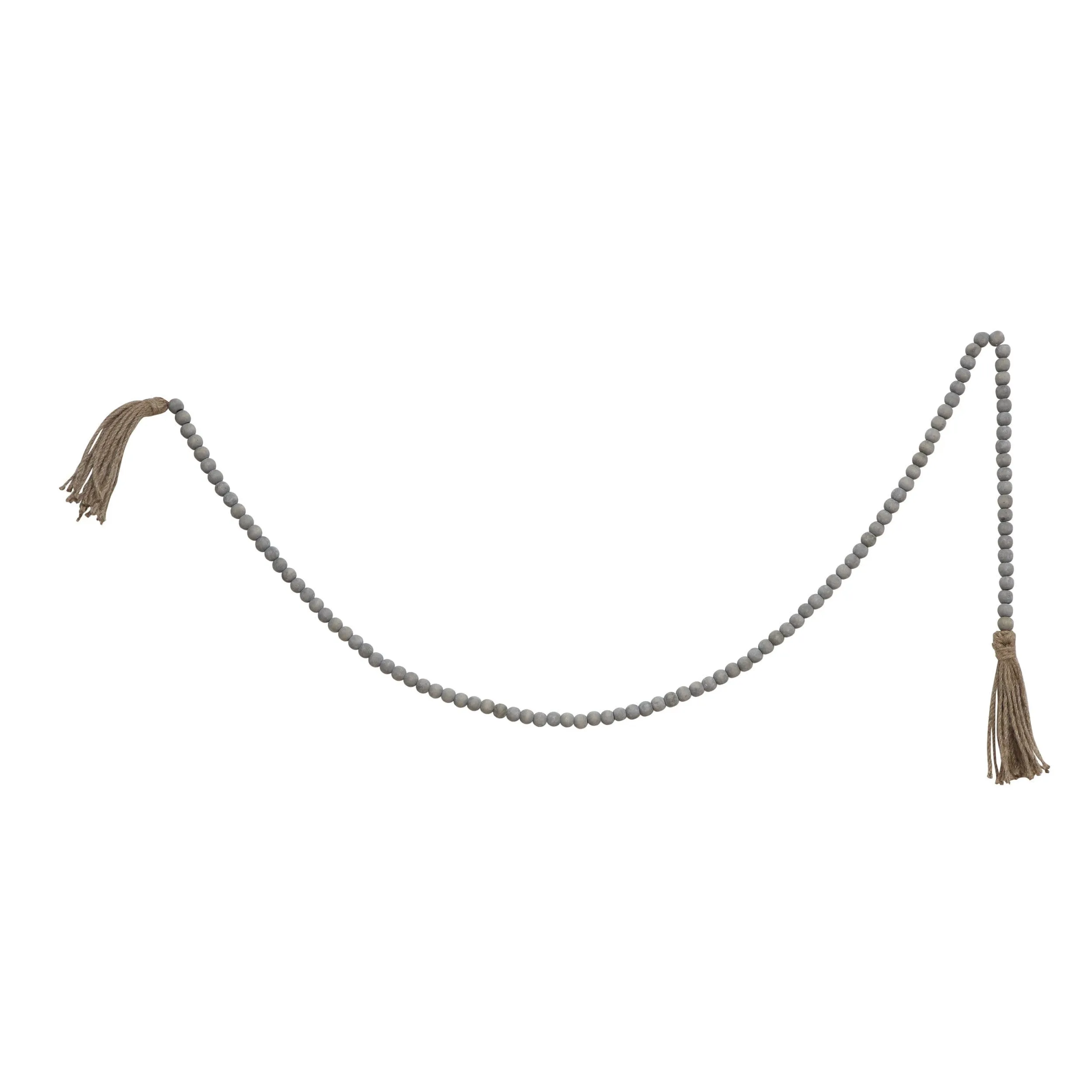 Jute & Wood Bead Garland with Tassels (Grey)