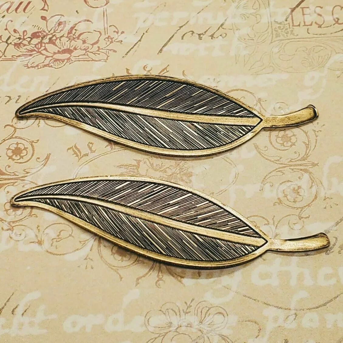 Large Brass Leaf Findings x 2 - 2449S.