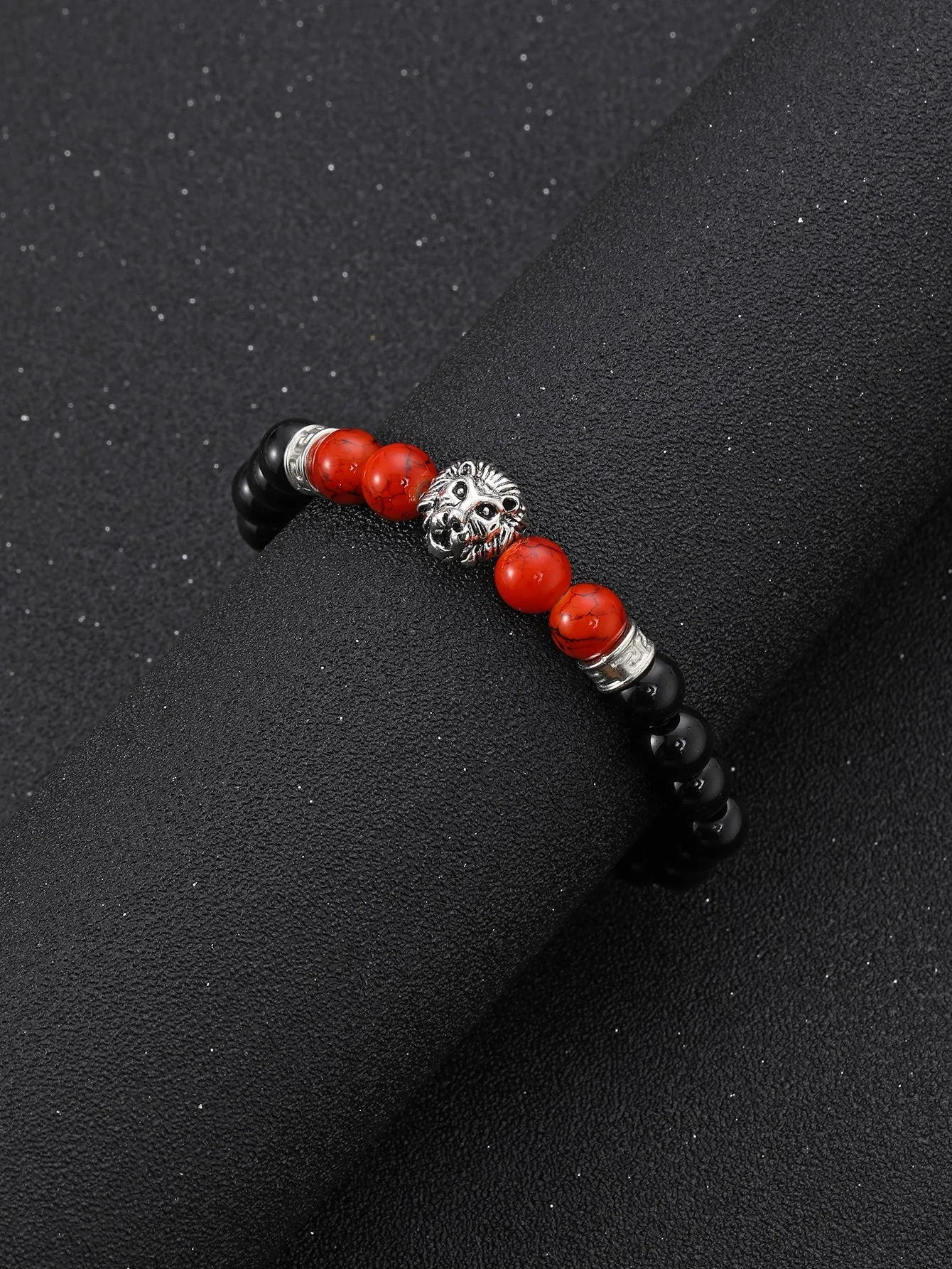 Lion Animal Decor Beaded Bracelet for Men Stackable Stretch Bracelets Creative