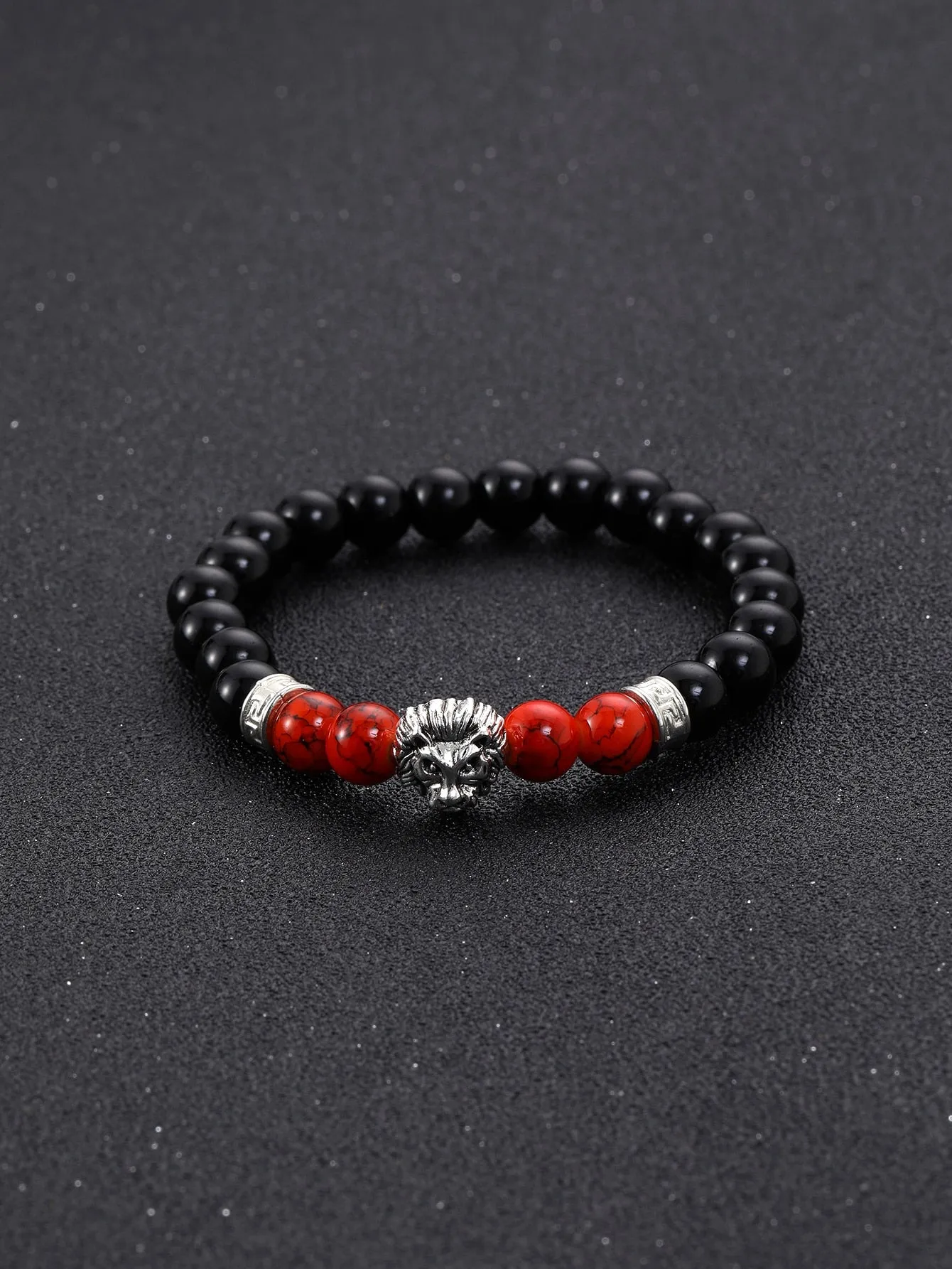 Lion Animal Decor Beaded Bracelet for Men Stackable Stretch Bracelets Creative