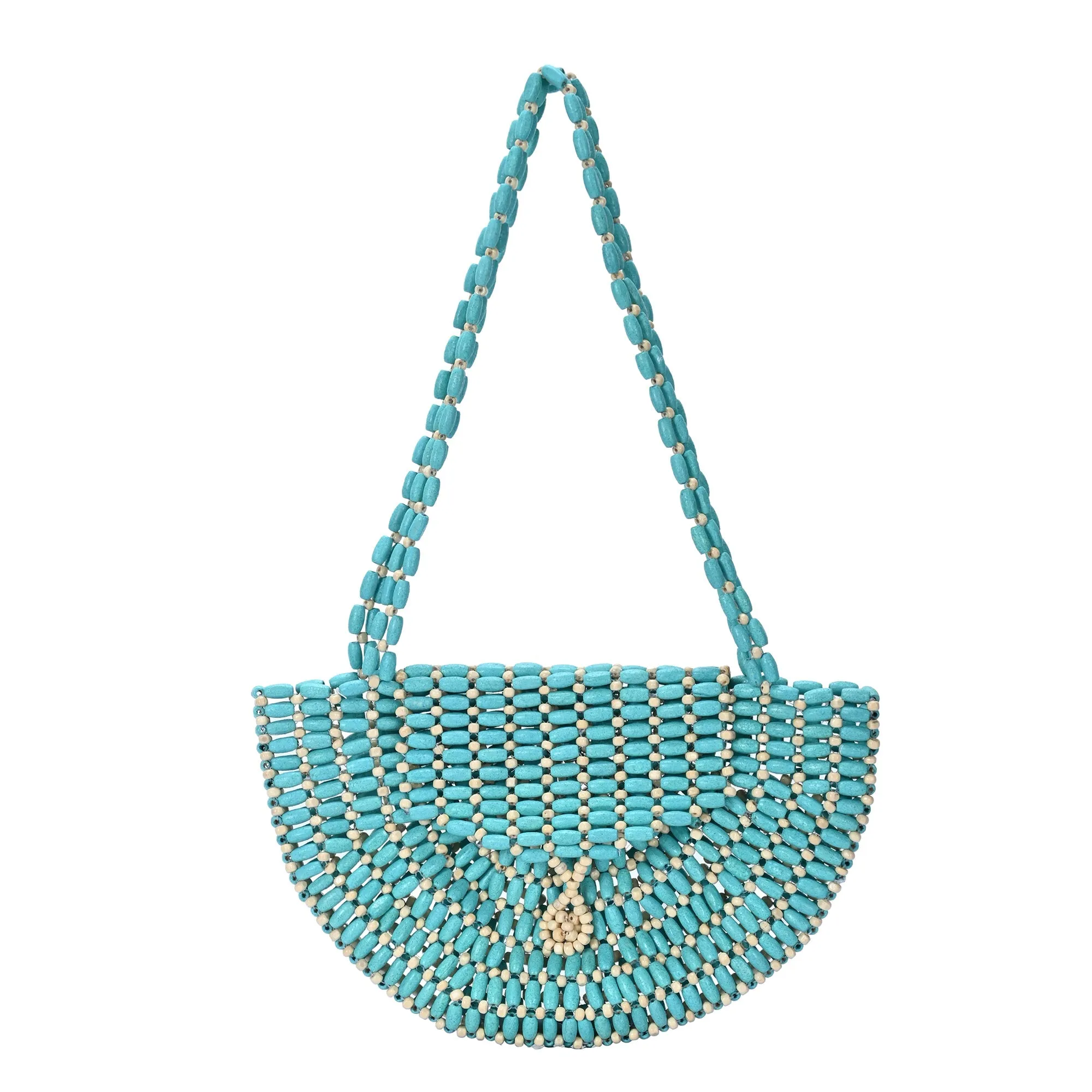 Luna's Wooden Beaded Crescent Shoulder Bag