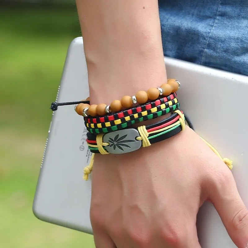 Luxury 420 Rasta Stacked Bracelet