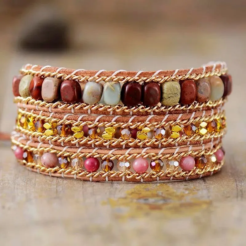 Luxury Pink Heart Shape Wrap Bracelet