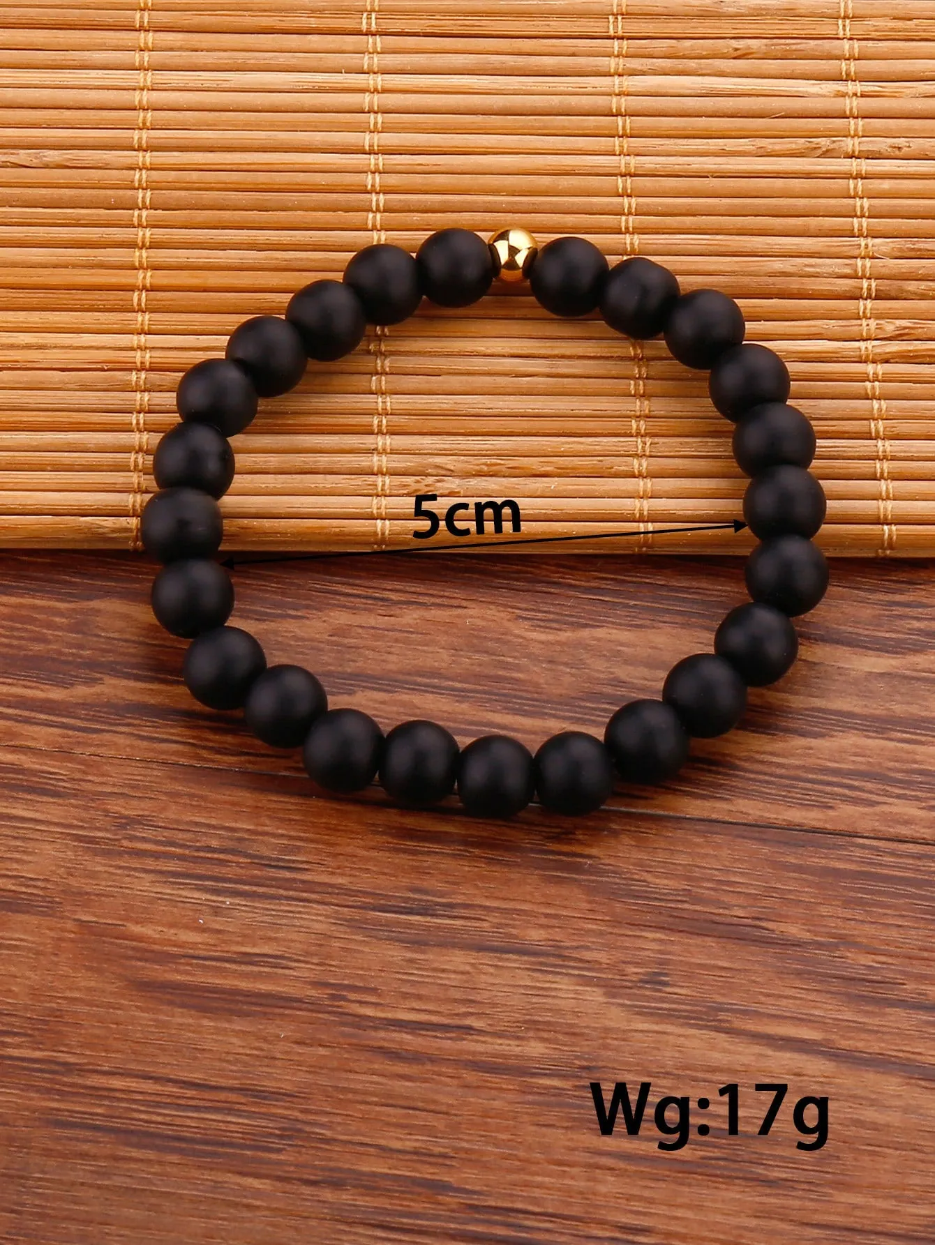 Matte Black Minimalistic Beaded Bracelet for Women Men Stretchy Stackable