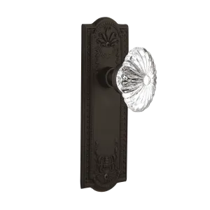 Meadows Long Plate with Oval Fluted Crystal Knob in Oil-Rubbed Bronze