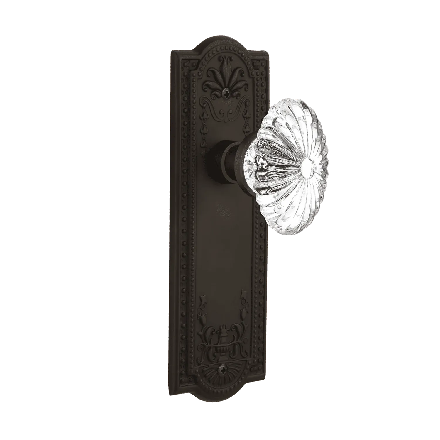 Meadows Long Plate with Oval Fluted Crystal Knob in Oil-Rubbed Bronze