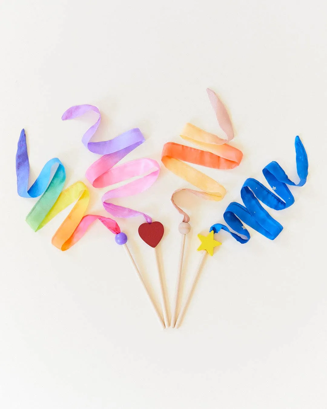 Mini Rainbow Streamers - Silk & Wood Play Wand