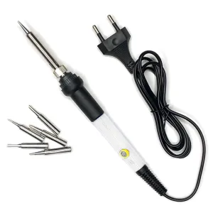 One-Stop 60W 220V ESD Safe Temperature Adjustable Electric Soldering Iron with Extra 5 Bits