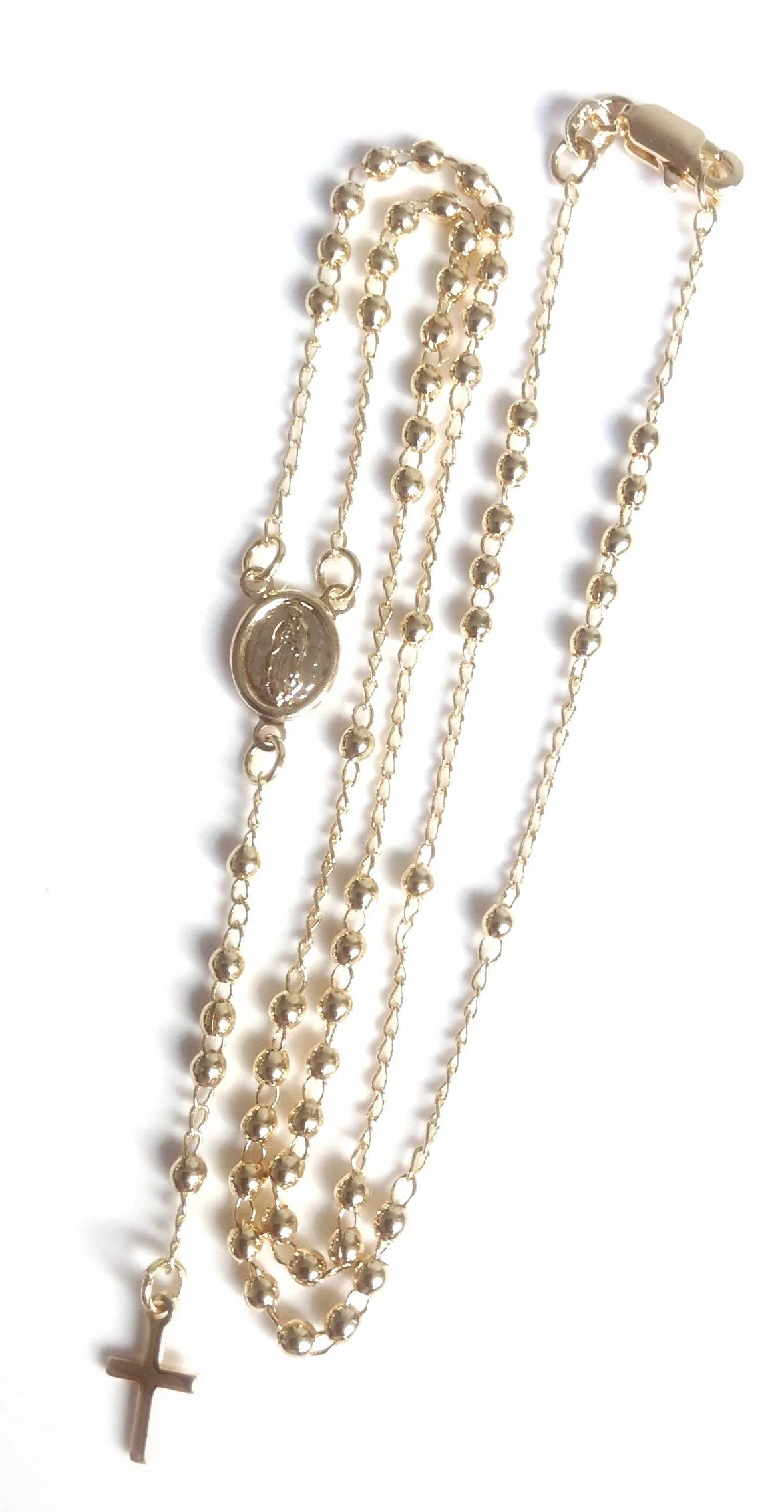 Our Lady of Guadalupe Cross Rosary Necklace 18K Gold Plated