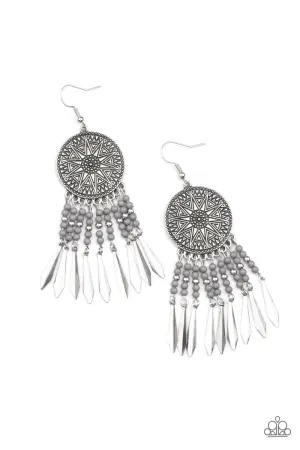 Paparazzi Sun Warrior - Silver Earrings