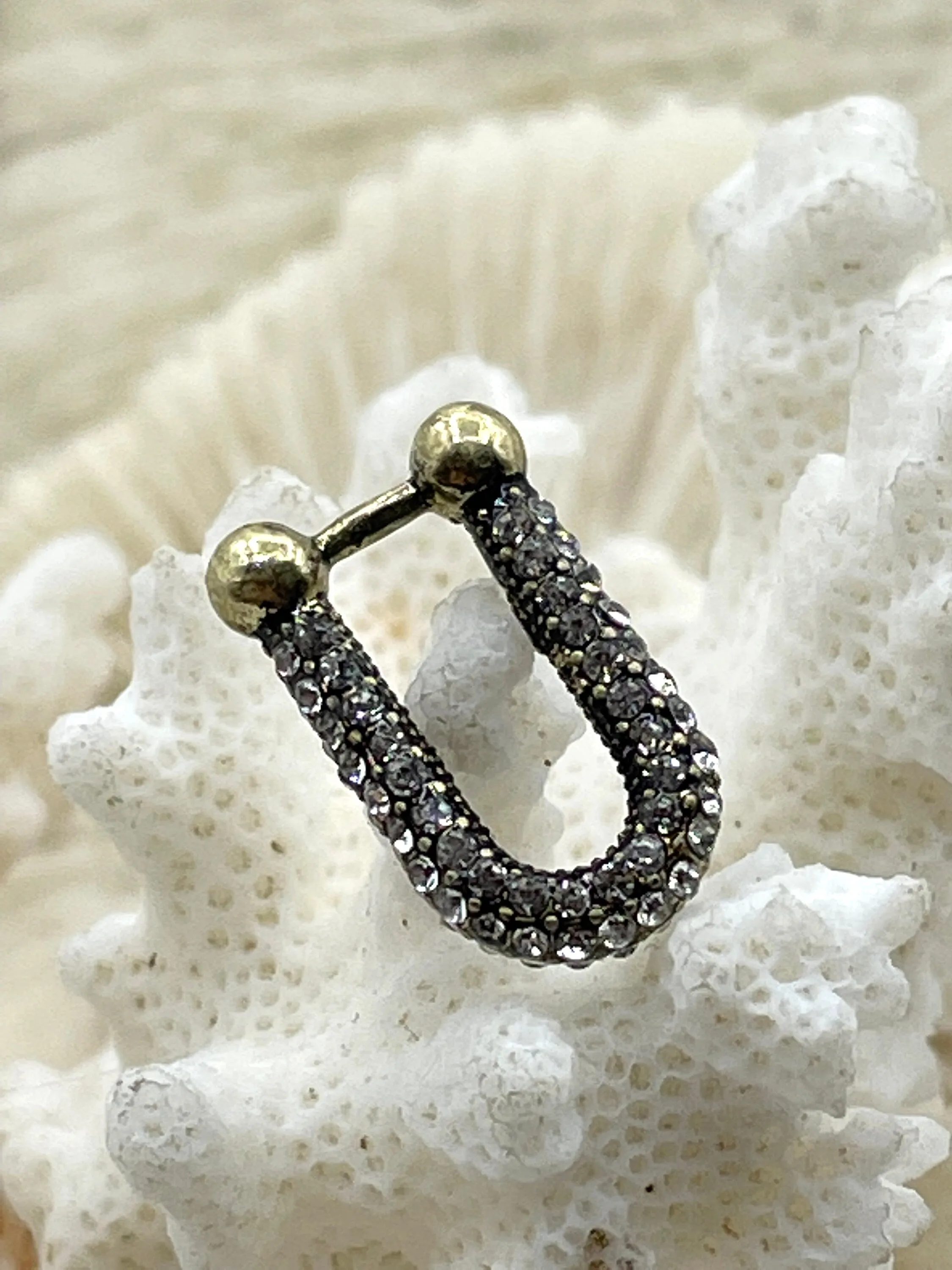 Pave U shape Finding, U Shape BRASS Finding with CZ, Cubic Zirconia, U Link Chain Connector, 5 Finishes. Fast Ship