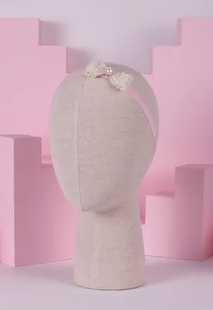 Pearl Beaded Bow Ribbon Headband