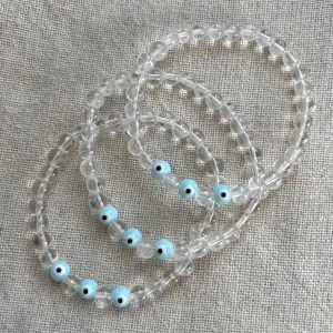 Protection Evil Eye Bracelet - Clear Quartz