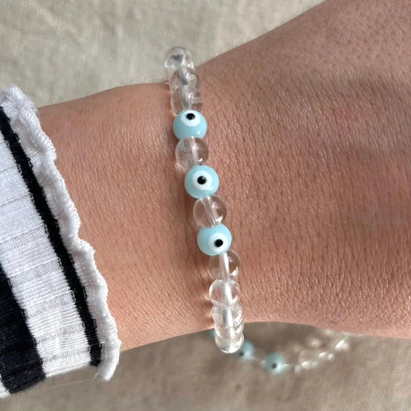 Protection Evil Eye Bracelet - Clear Quartz