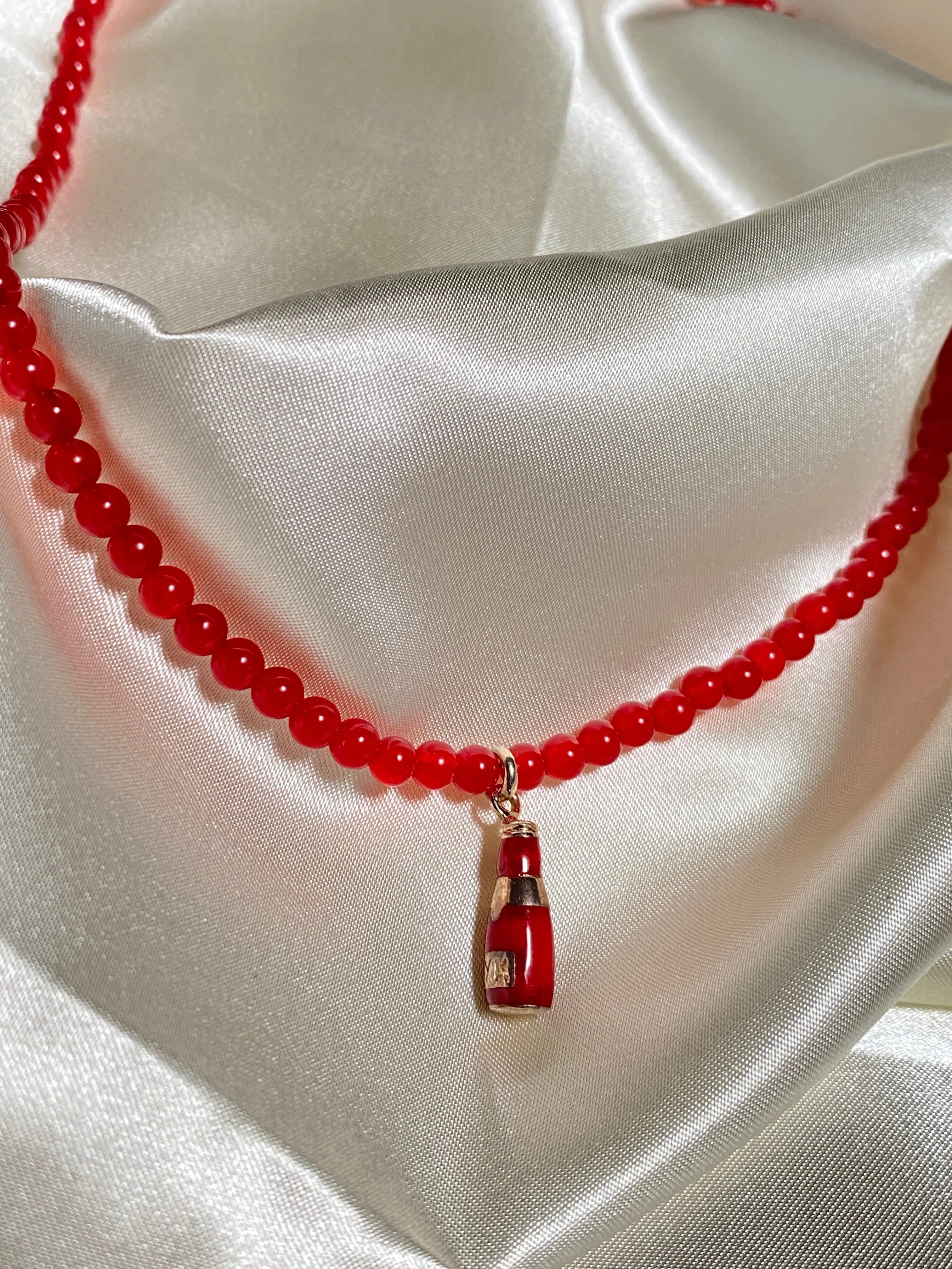 Red Beer Beaded Necklace