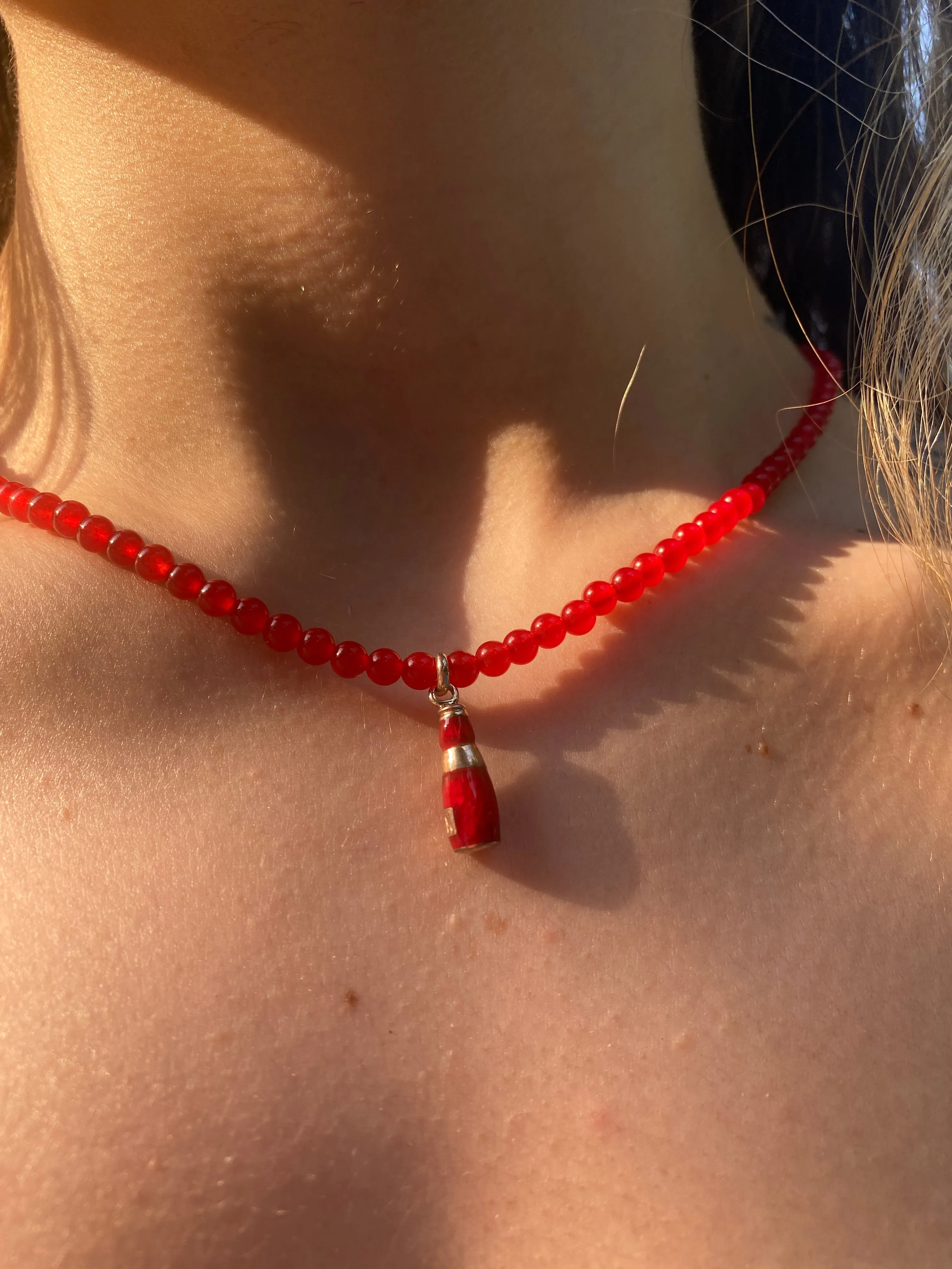 Red Beer Beaded Necklace