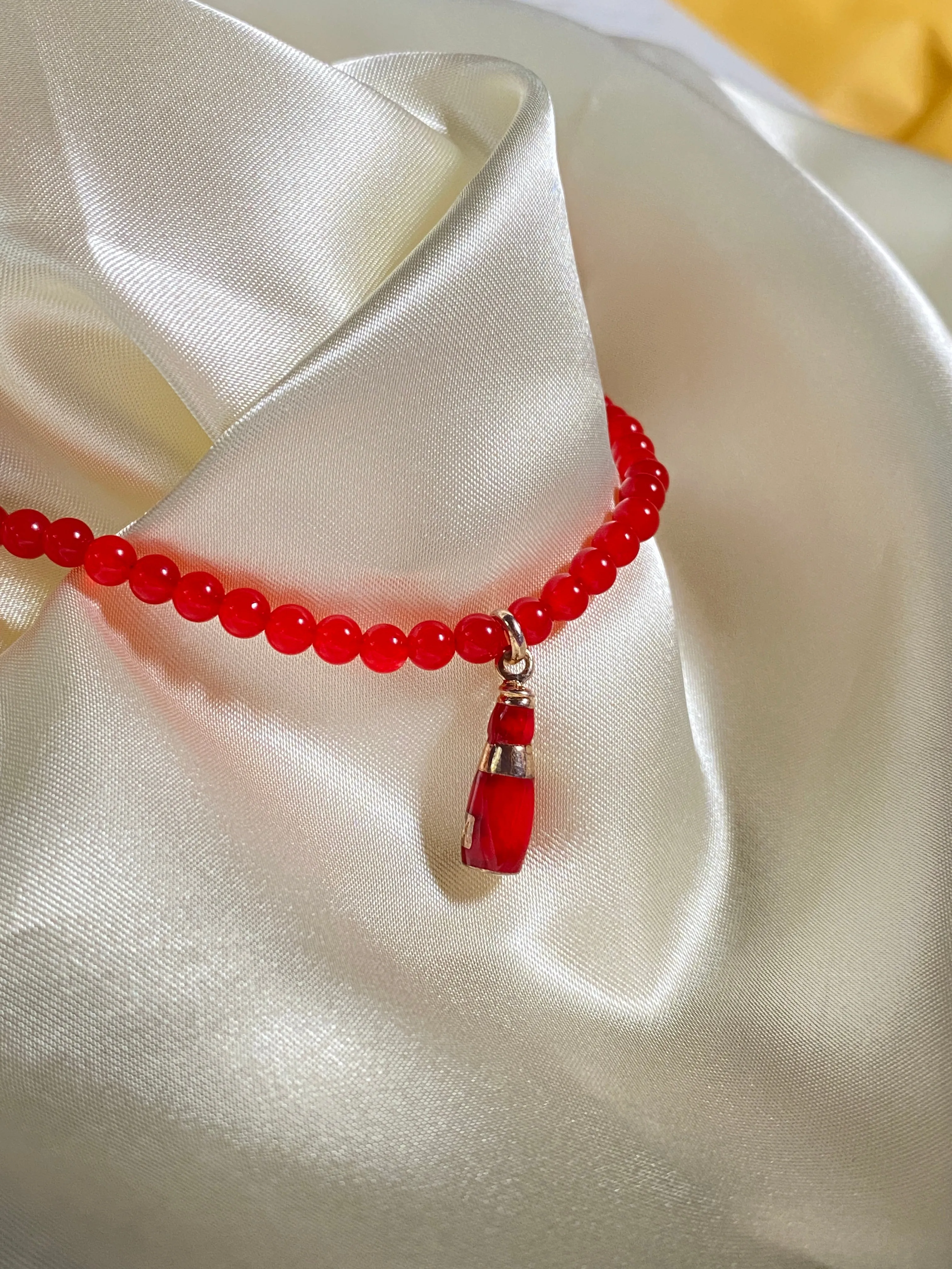 Red Beer Beaded Necklace