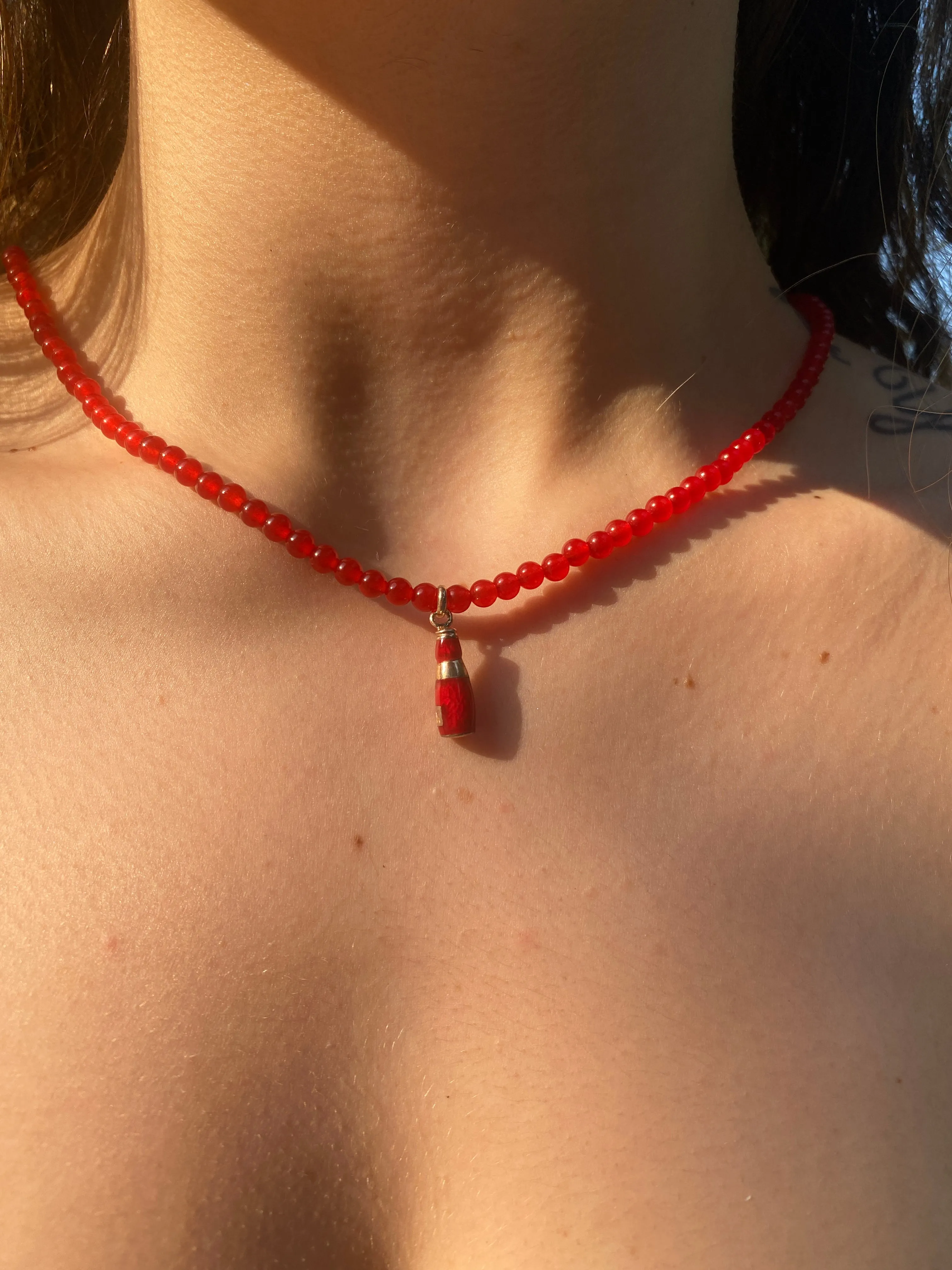 Red Beer Beaded Necklace