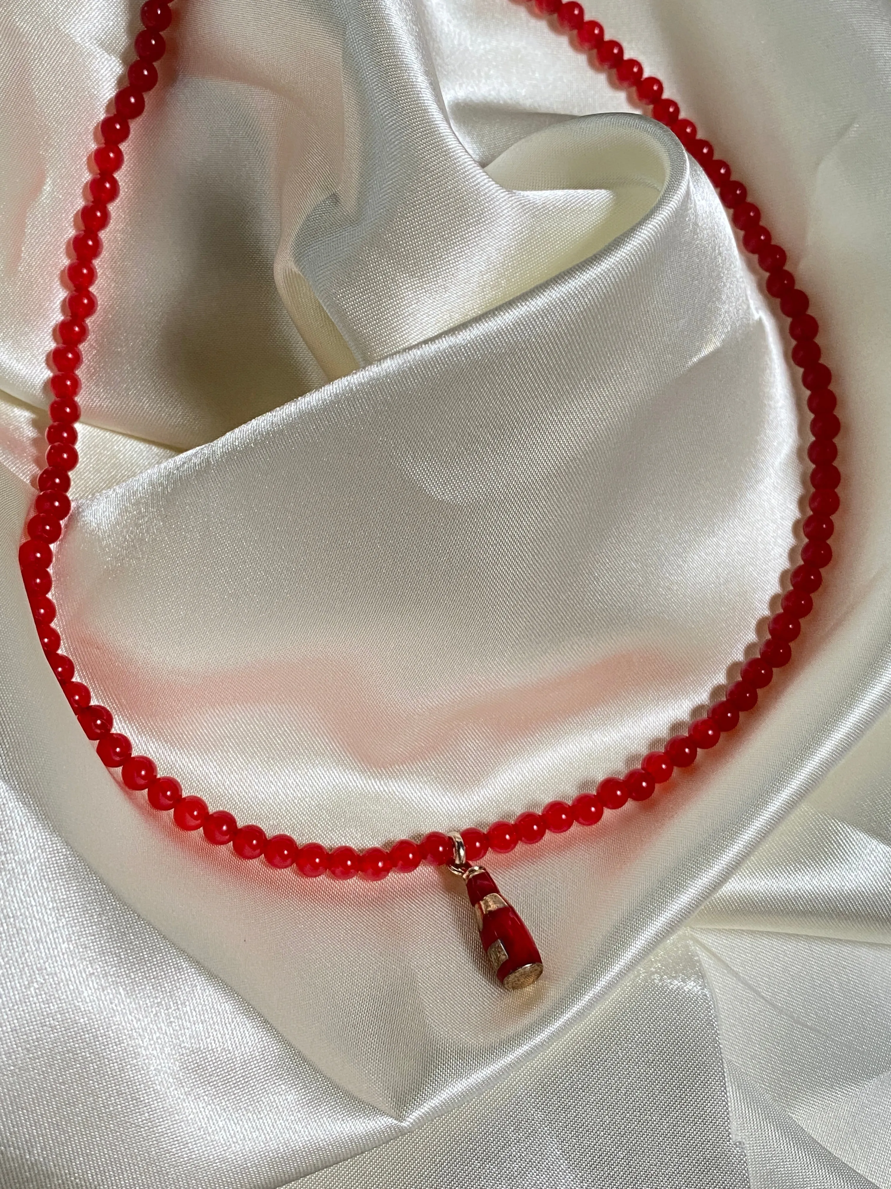 Red Beer Beaded Necklace