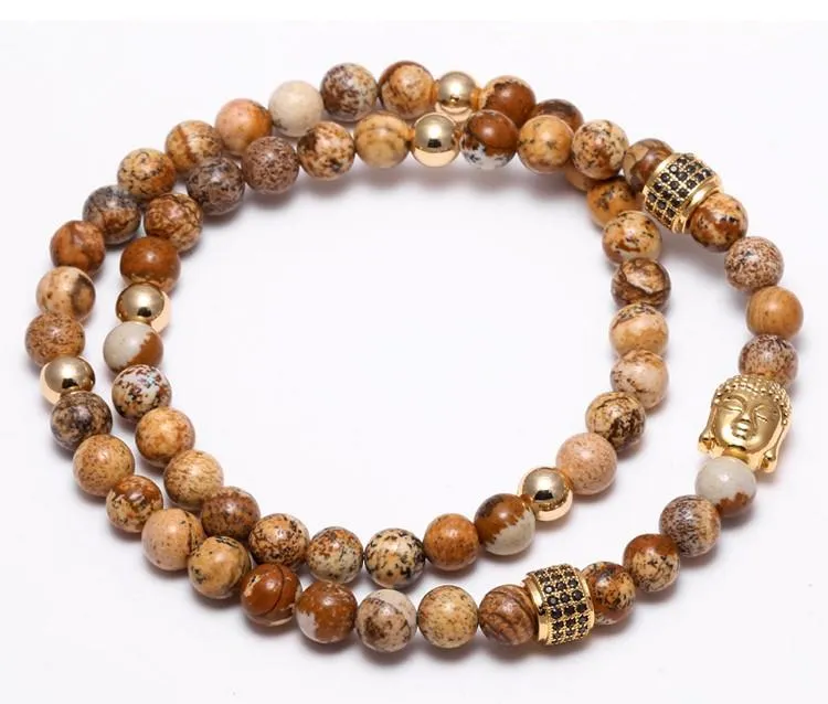 Semi-Precious Natural Stones Gold Buddha Bracelet