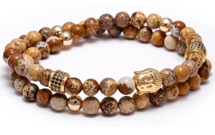 Semi-Precious Natural Stones Gold Buddha Bracelet