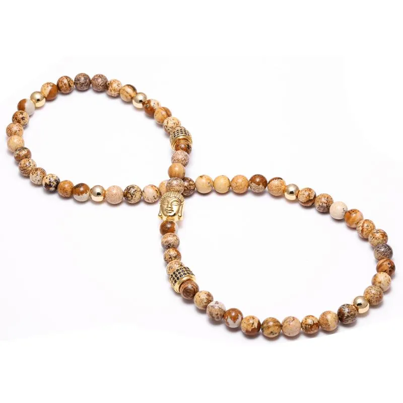 Semi-Precious Natural Stones Gold Buddha Bracelet