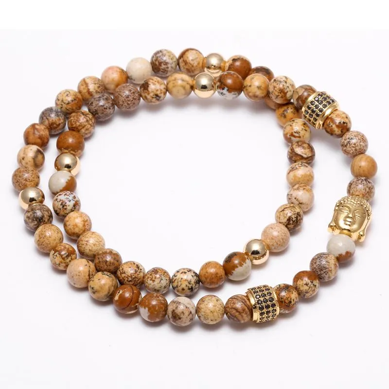 Semi-Precious Natural Stones Gold Buddha Bracelet