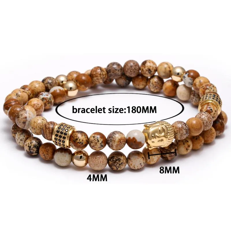 Semi-Precious Natural Stones Gold Buddha Bracelet